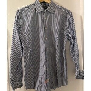 Mens Ike Behar stripe button front dress shirt size 20 Tag/ Size Med 100% Cotton